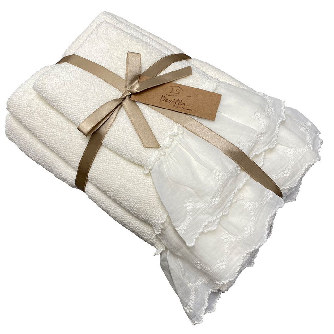 Importico - Devilla - Lace Towels set of 2 - Ivory image 0