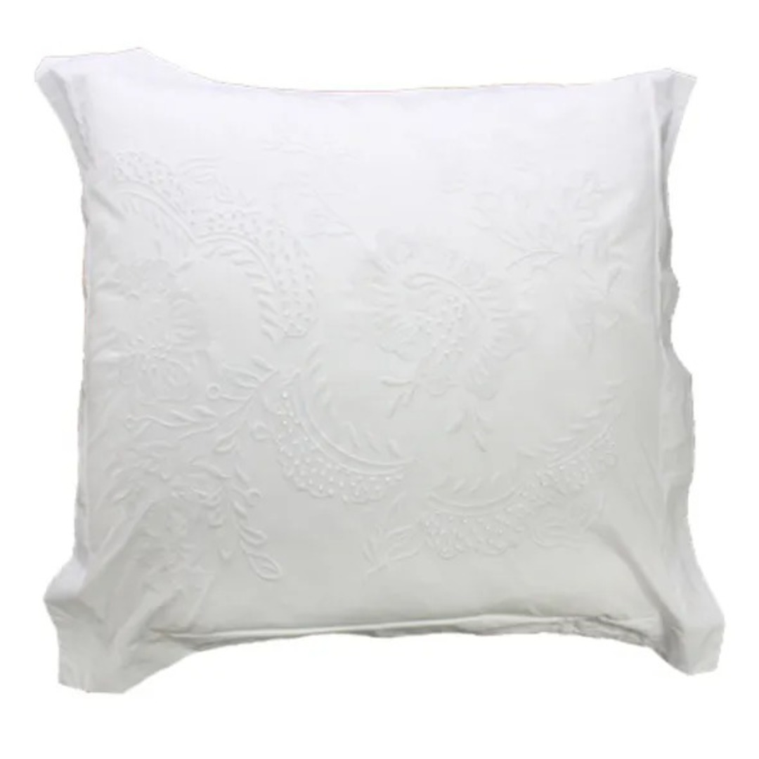 French Country- Embelli Embroidered  Sheets - Standard Pillowcases - Euro Pillowcases - White image 2