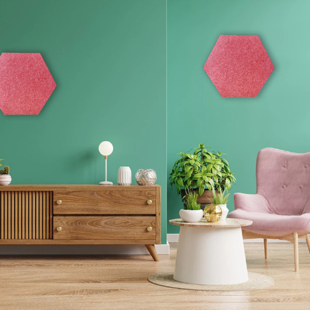 HEXAGON POLYESTER PINBOARD | 600x520mm | Ruby | 1pc image 0