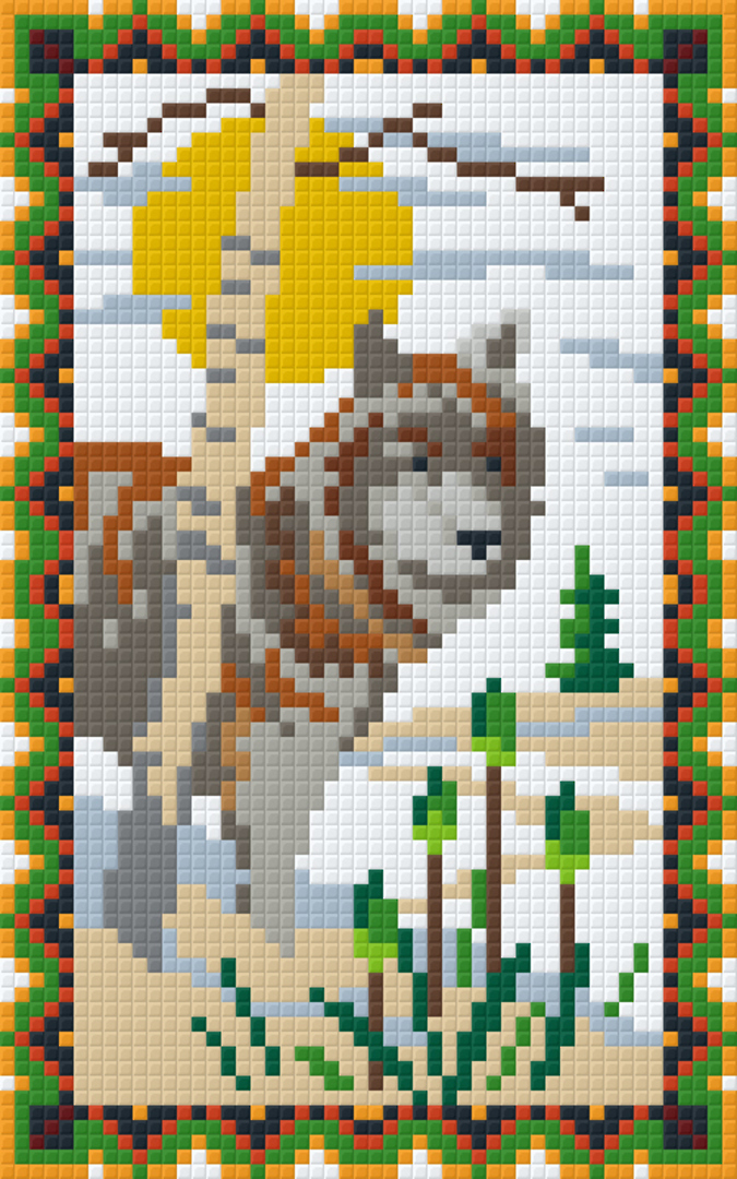 Native American Zodiac Wolf [ 19 Feb -20 Mar] Two [2] Baseplate pixelhobby Mini Mosaic Art Kit image 0