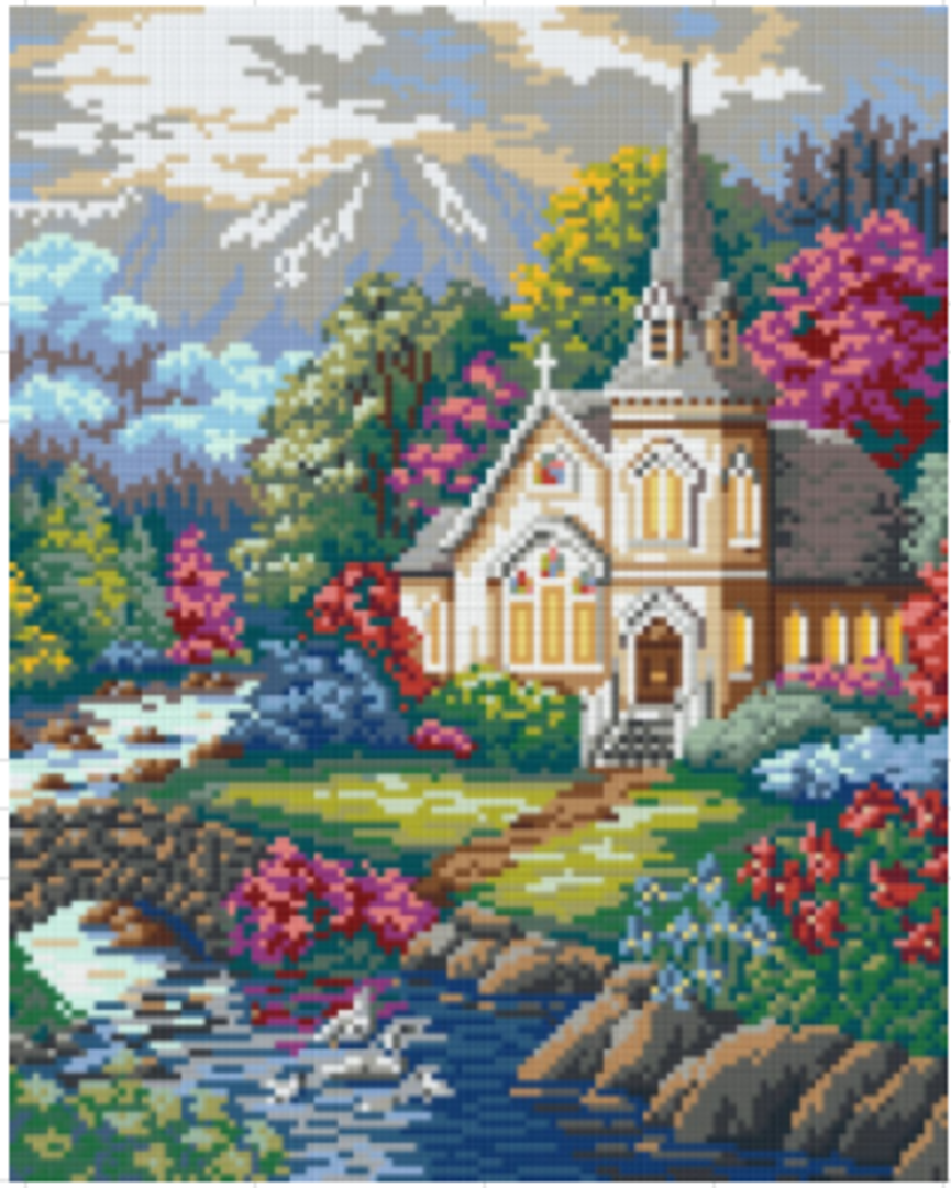 Church 9 Baseplate PixelHobby Mini Mosaic Art Kit image 0