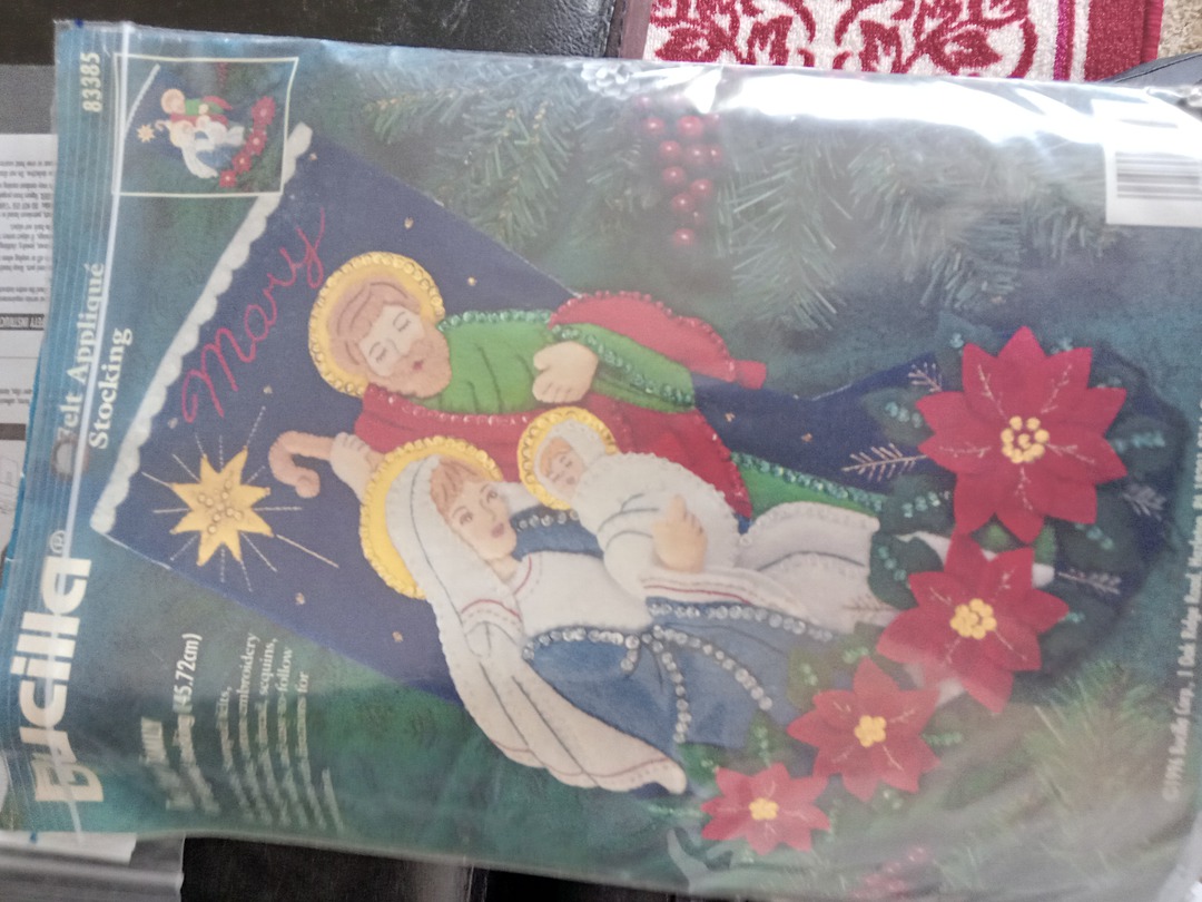 Felt Applique Stocking - The Holy Family image 0