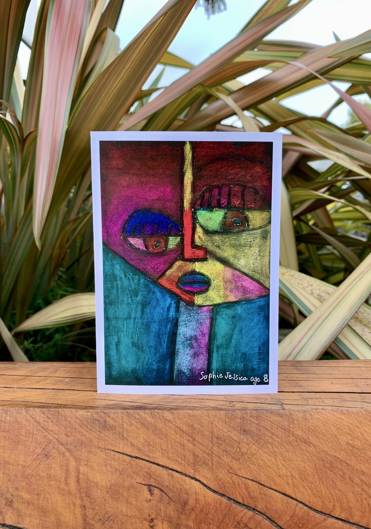 Abstract self-portrait Greetings card image 0