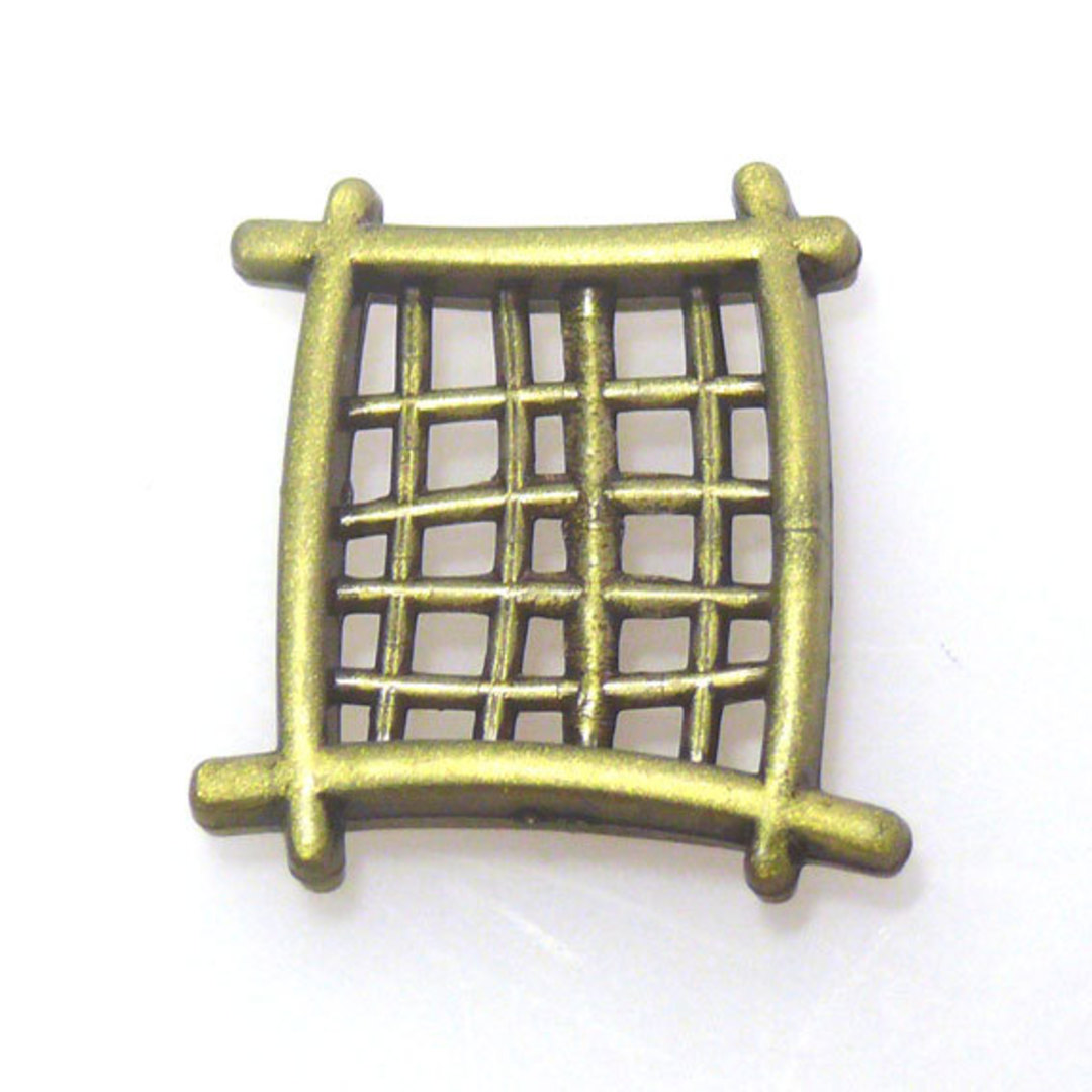 Acrylic Bead, 24mm: Cross hatch - ant brass image 0