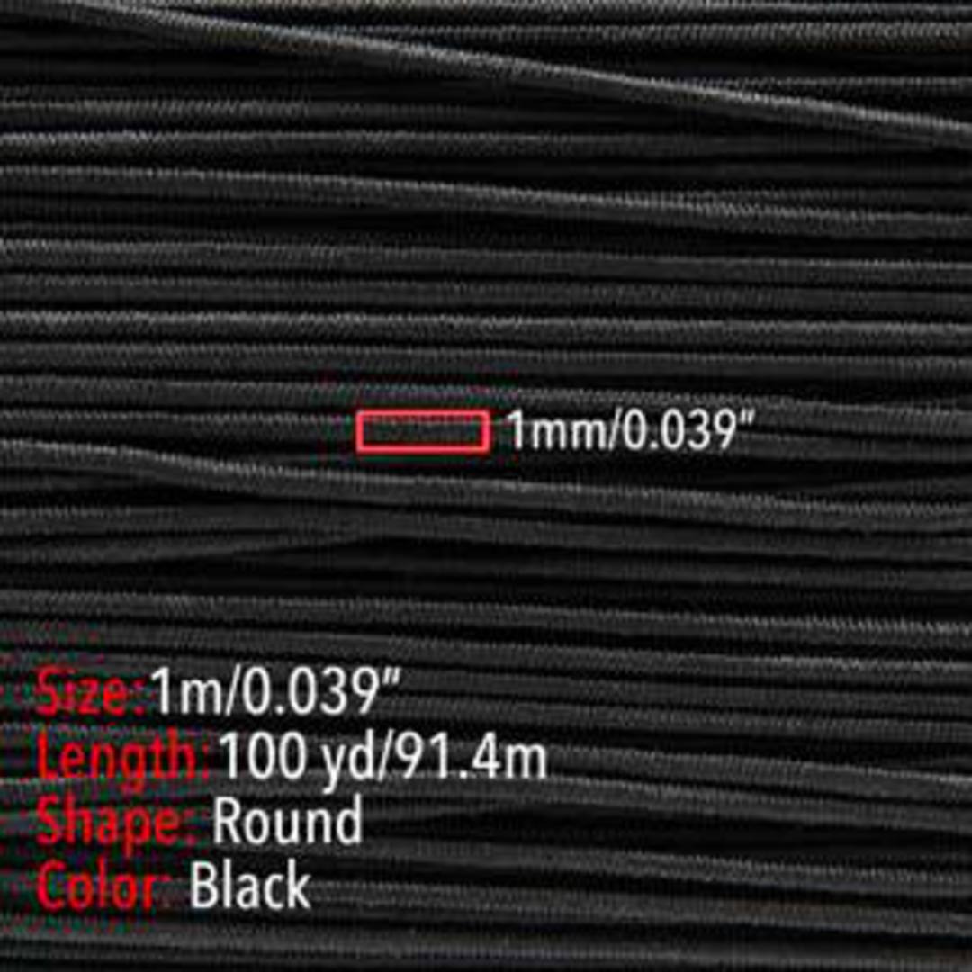 Fablastic round stretch cord: 1mm, black image 2