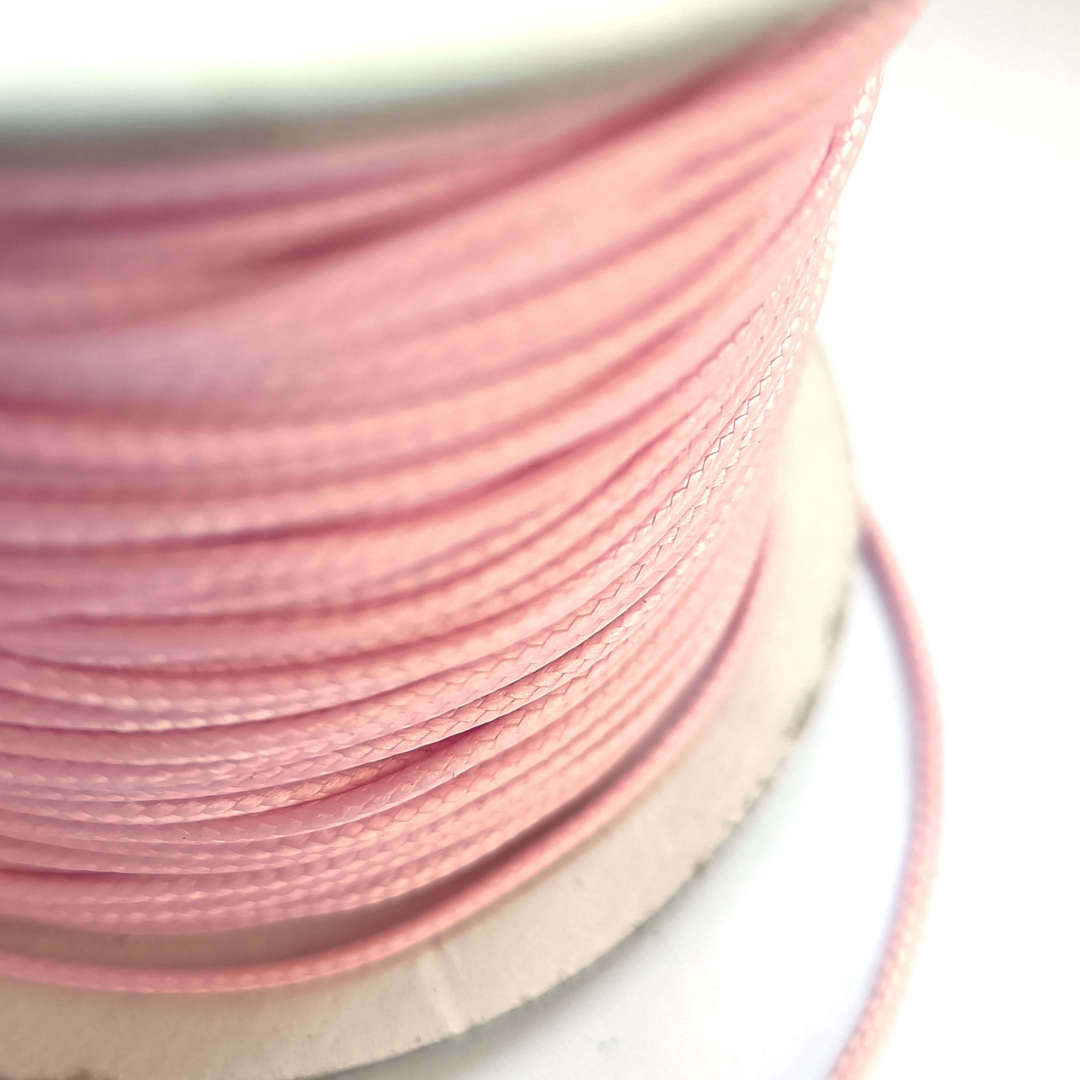 1mm round polished cotton cord - Light Pink image 0