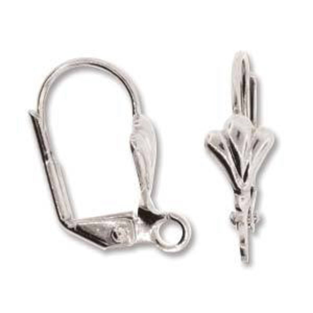 Fleur-de-lis Leverback Earring: Silver tone, nickle free image 0