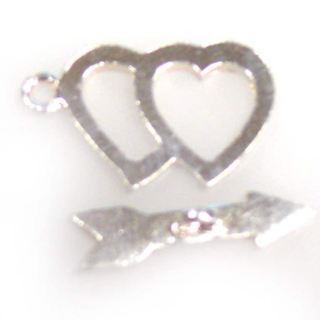 Sterling Silver toggle, double heart with arrow bar image 0