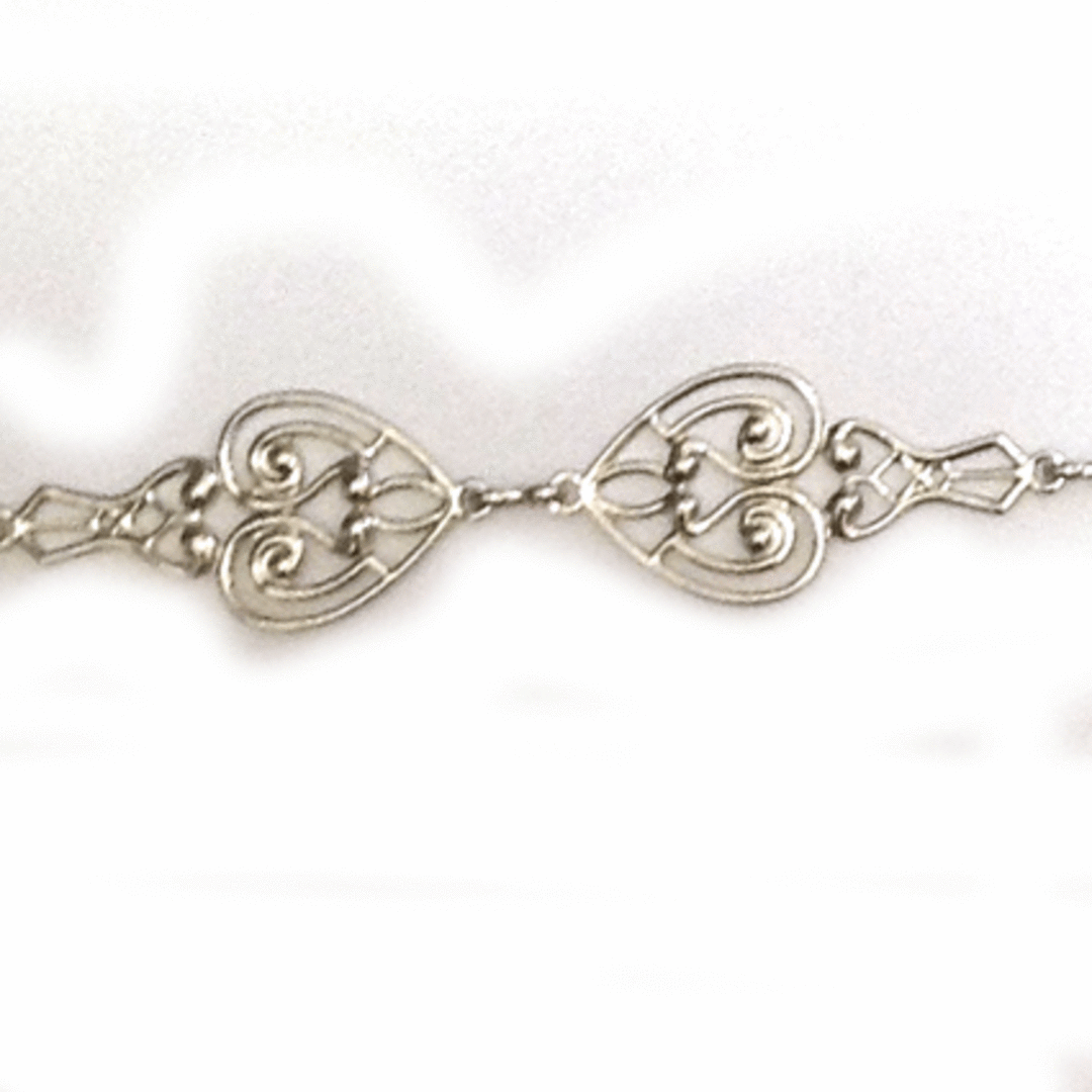 Decorative Filigree Chain, figure 8 links, Antique Silver image 1