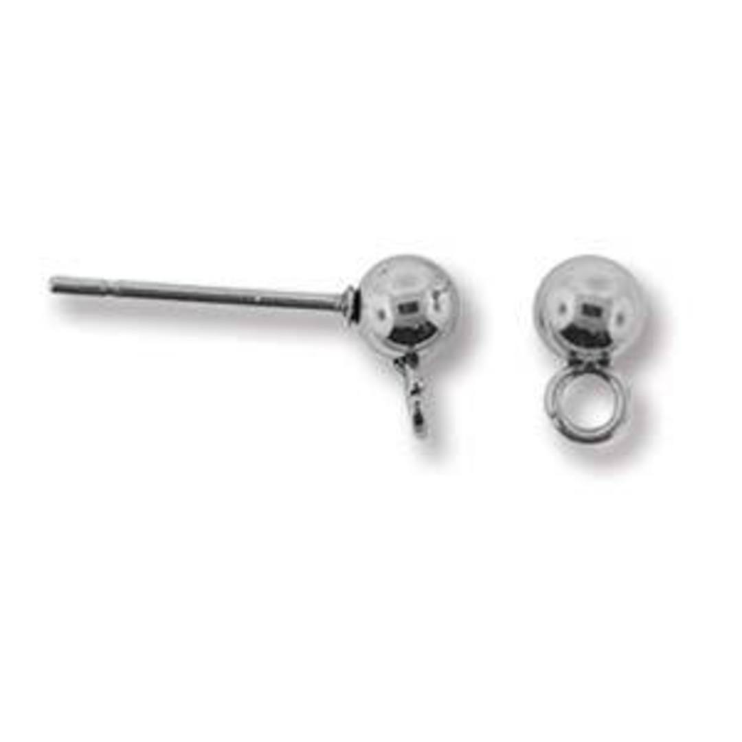 Stud Drop, 4mm ball - antique silver image 0