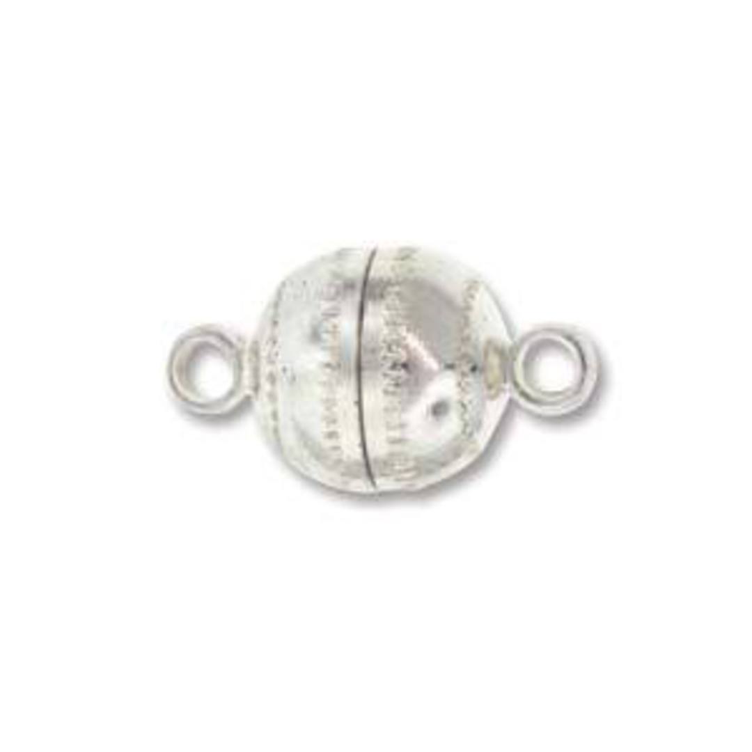 9mm x 8mm Magnetic clasp: paterned ball - bright silver image 0