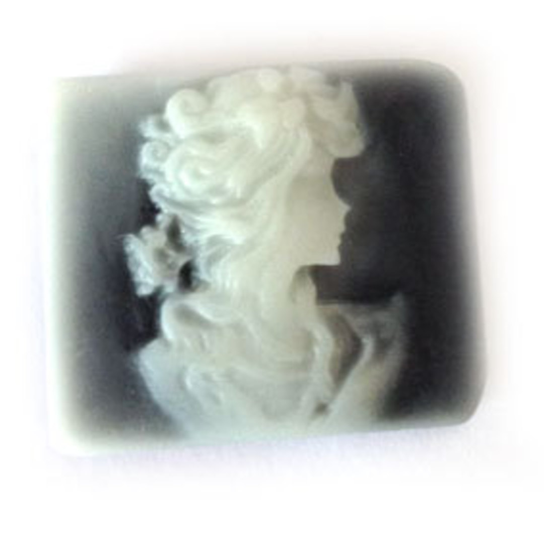 Cameo Cabochon: Black and white rectangle 24x28mm, classical female head. image 0
