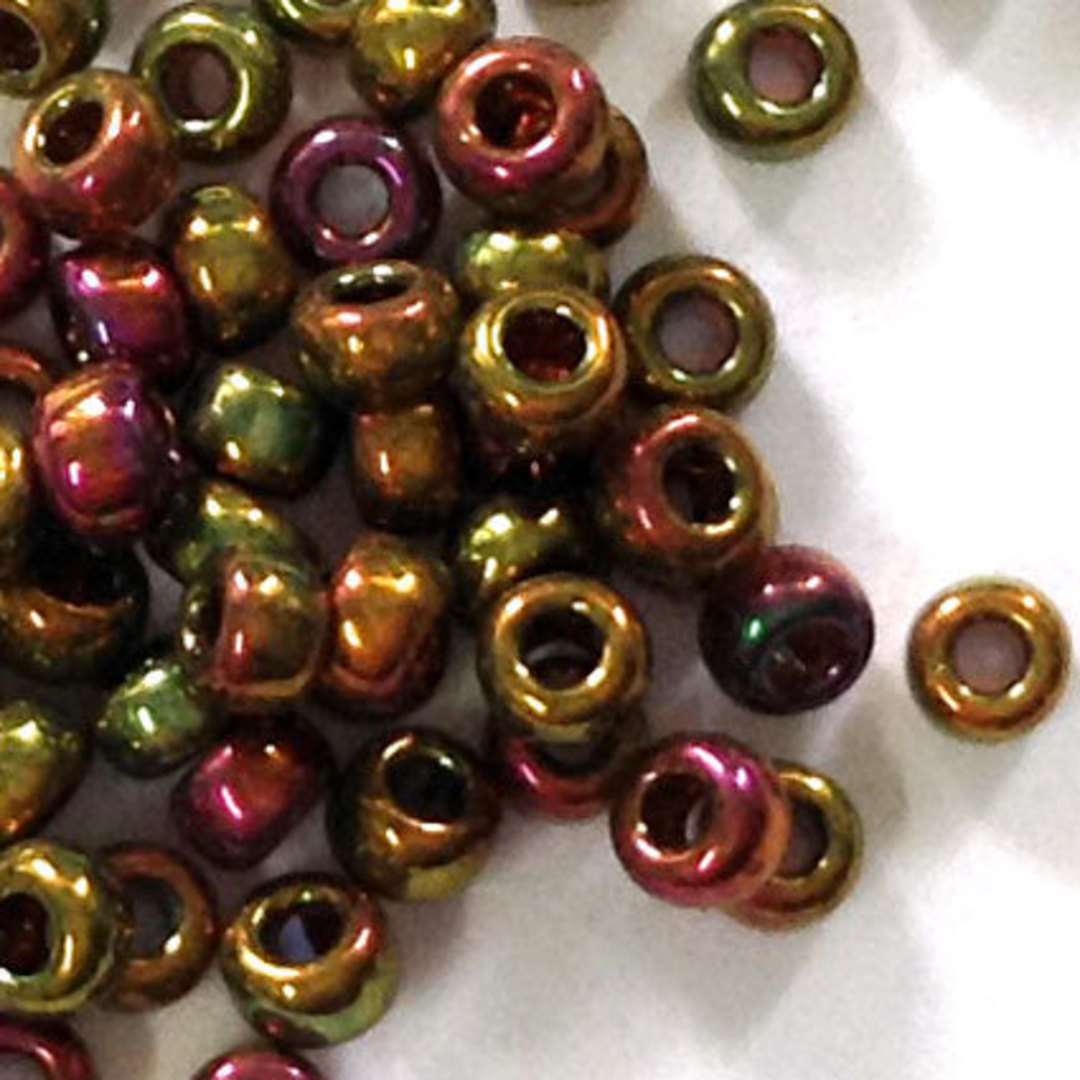 Miyuki size 11 round: 462N - Metallic Gold/Green/Pink Iris (7 grams) image 0