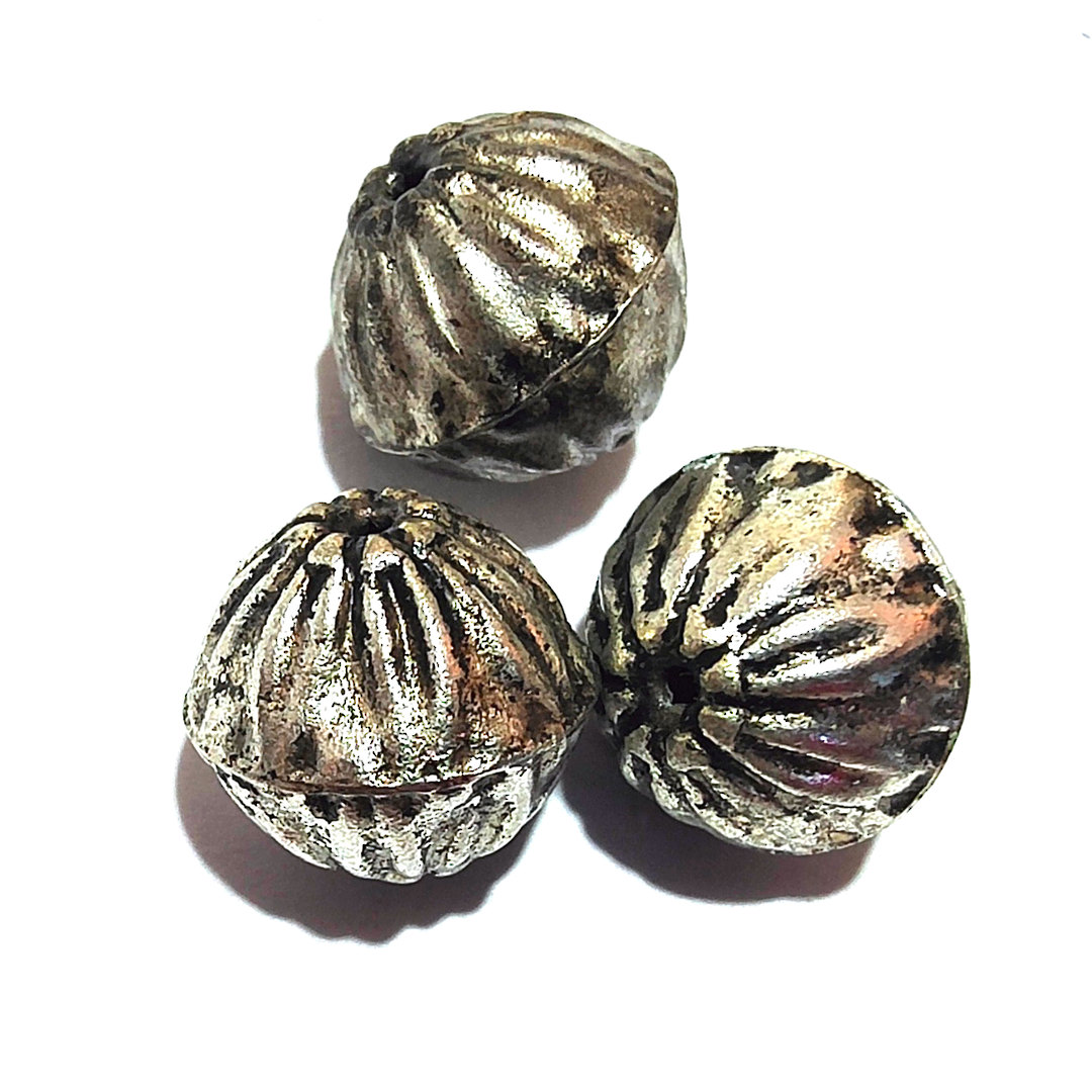 Indian Metal Bead 19: Striped Ball, medium (12mm) image 0