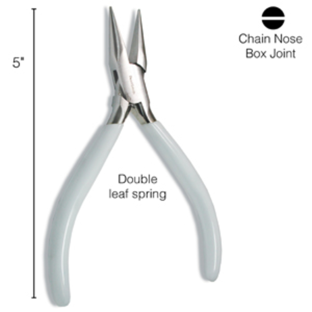 BeadSmith Chain Nose Pliers: Heavier Duty: White Handle image 0