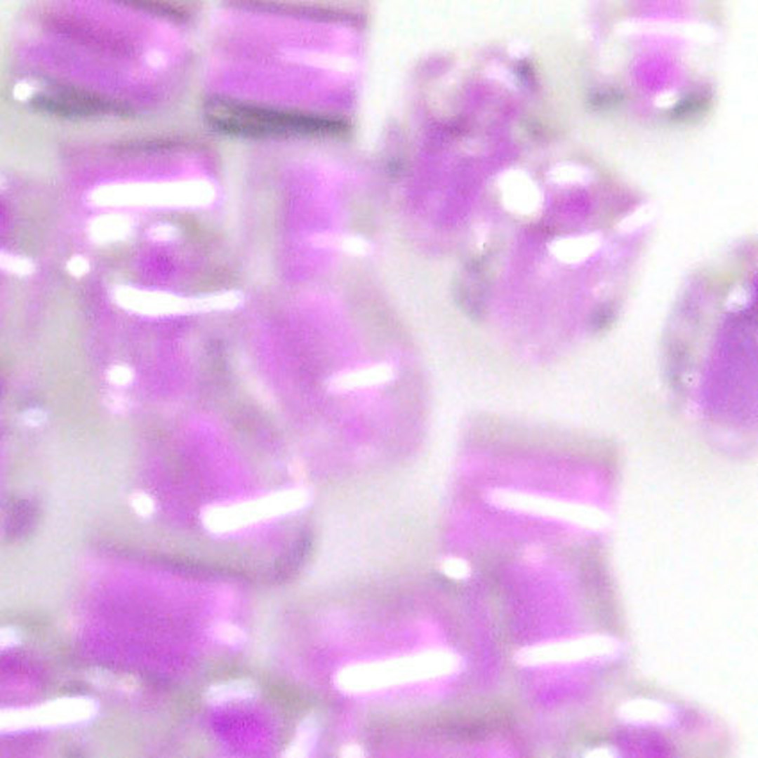 4mm Miyuki Square: 222 - Violet/Clear, colour lined image 0