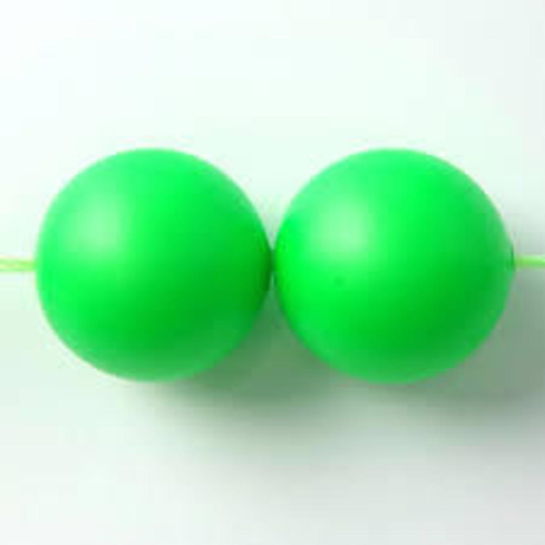 12mm Round Swarovski Pearl, Neon Green image 0