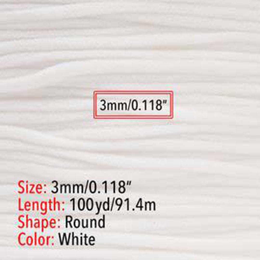 Fablastic round stretch cord: 3mm, white image 1