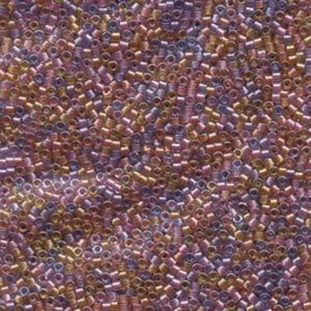 11/0 Miyuki Delica, colour 982 - Lined Purple/Salmon Mix (7.2 grams) image 0
