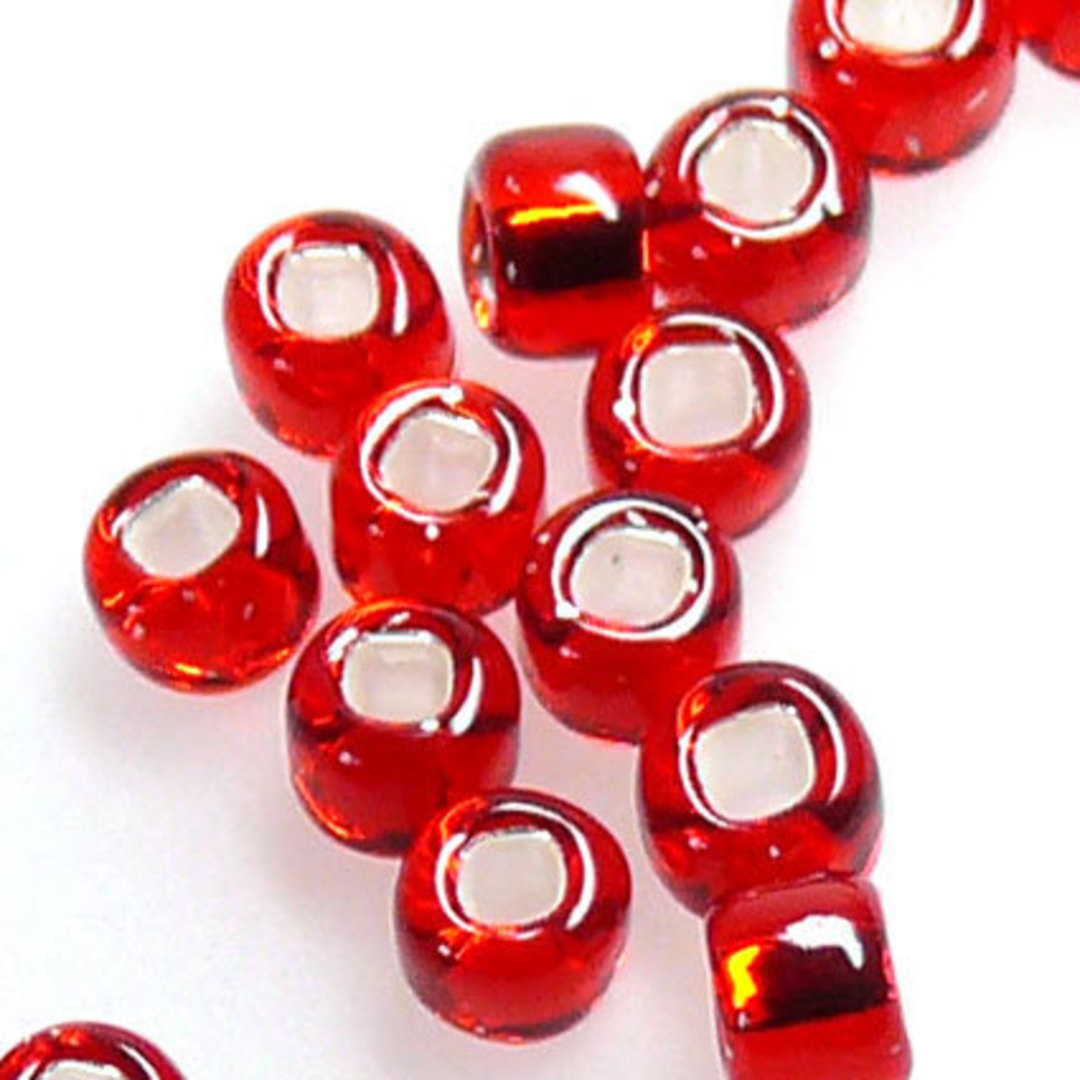Miyuki size 8 round: 11 - Red, silver lined (7 grams) image 1
