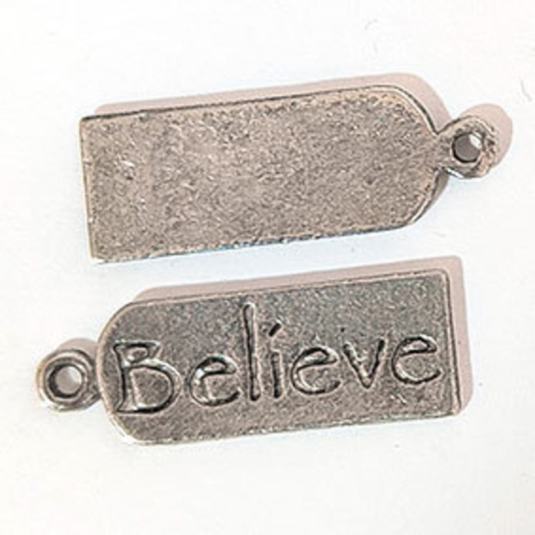 Metal Charm 30: 'Believe' (8mm x 22mm) image 0