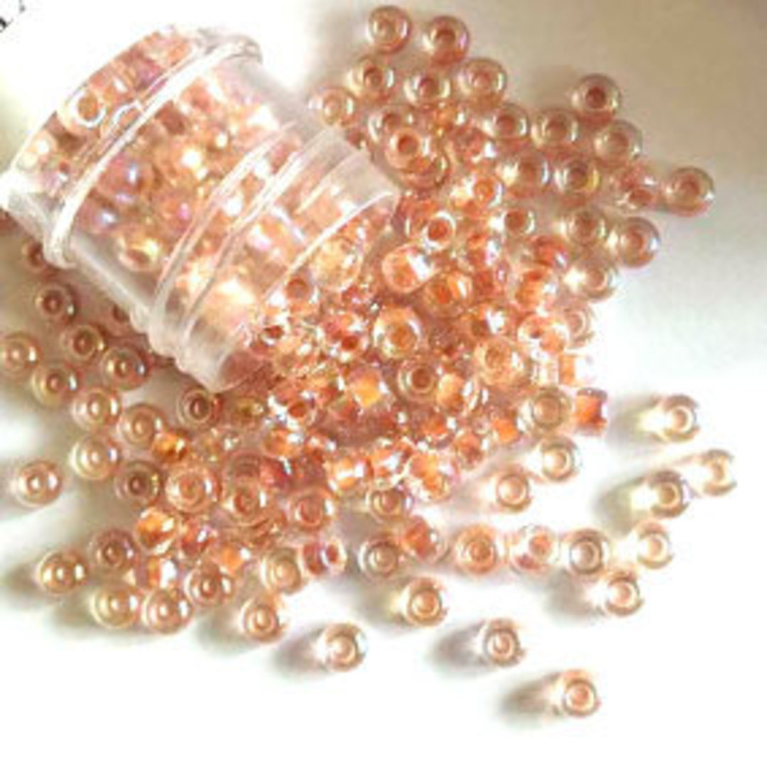 NEW! Miyuki size 8 round: 275 - Peachy lined Crystal AB (7 grams) image 0