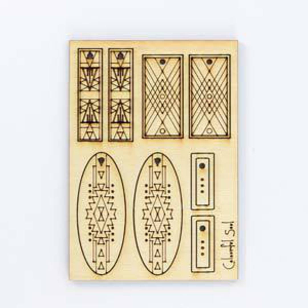 Wooden Jewellery Pop Out 050: Three Tribes Panel (6.8 x 9.6cm) image 2