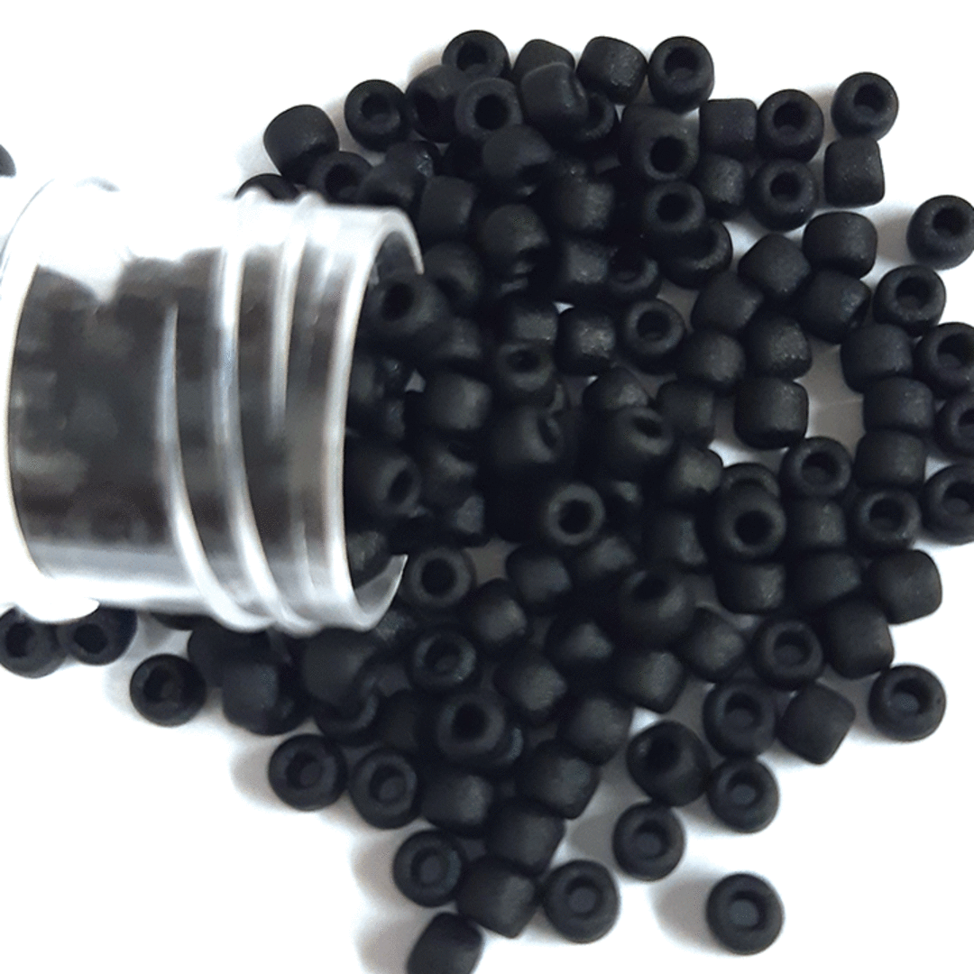 Miyuki size 8 round: F401 - Frosted Jet Black (7 grams) image 0
