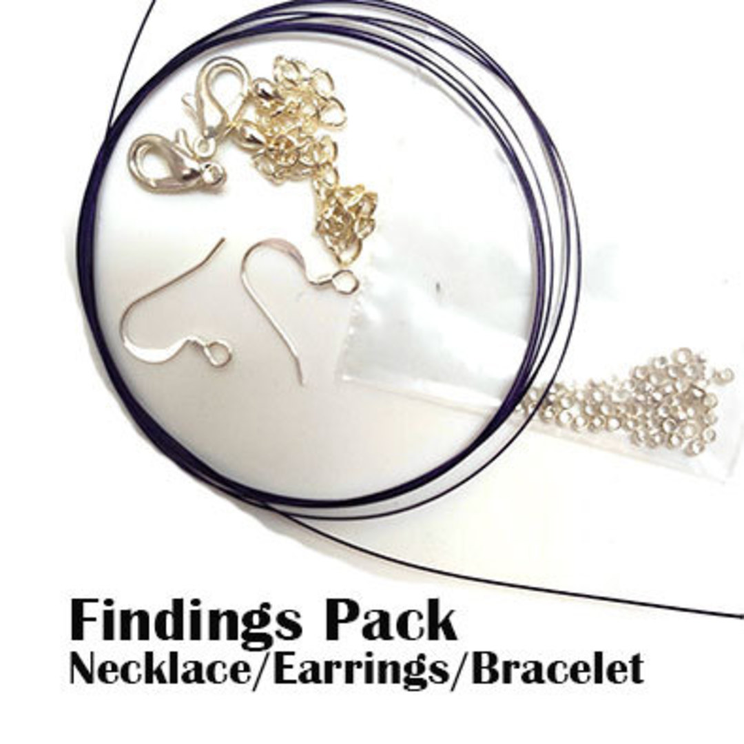 Findings Pack for necklace/bracelet/earrings: Silver findings, drop down to choose wire colour. image 0