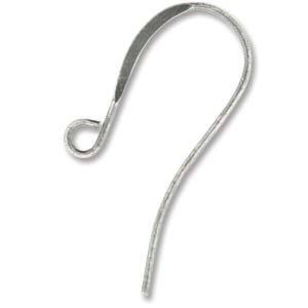 Flat earring hook (26mm) - bright silver (nickel free) image 0