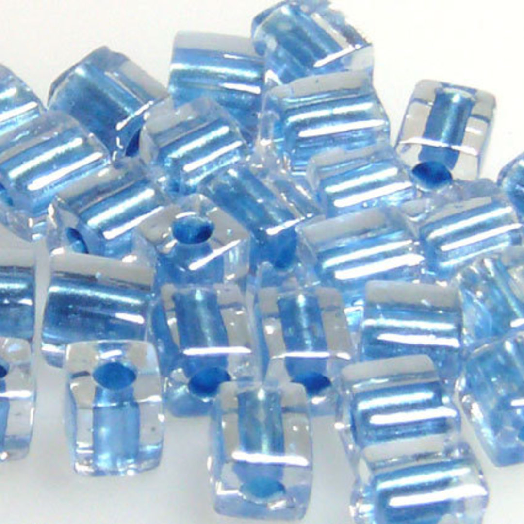 4mm Miyuki Square: 2606 - Blue/Clear, colour lined image 0