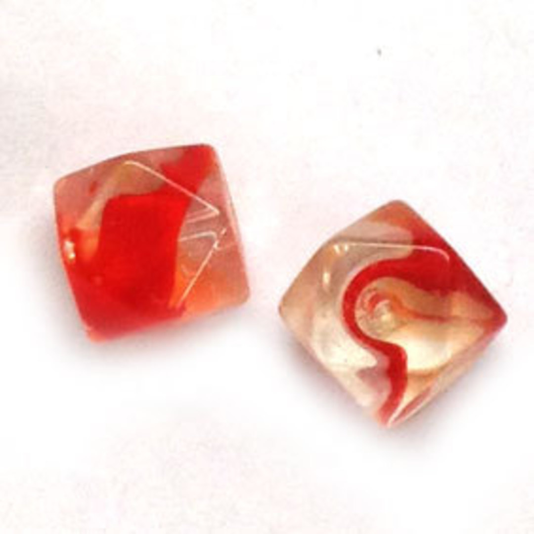 10mm facet cube - Red/White/Transparent image 0