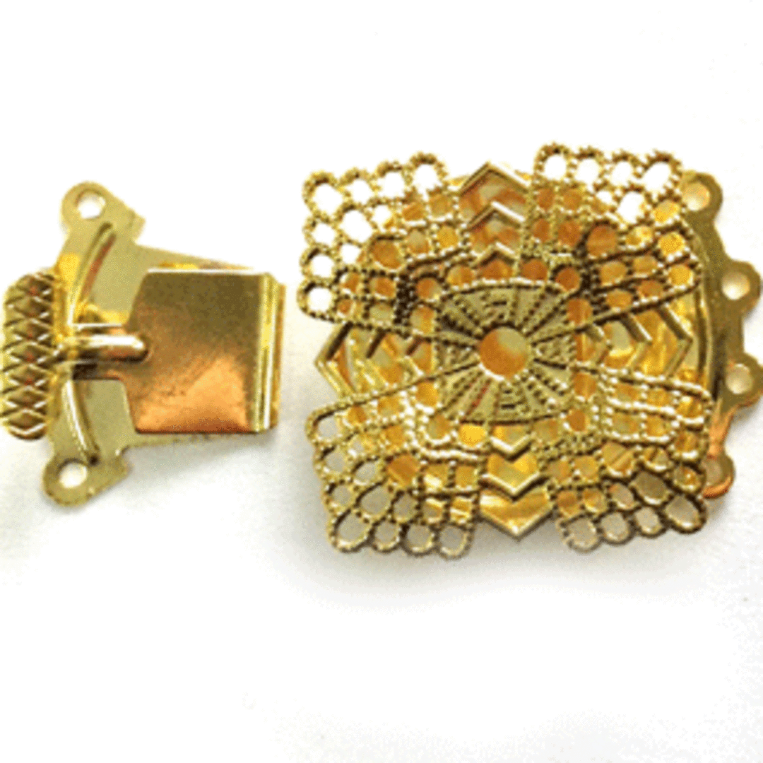 Large Filigree Spacer Clasp 4 (22x28mm): Square, gold colour image 0