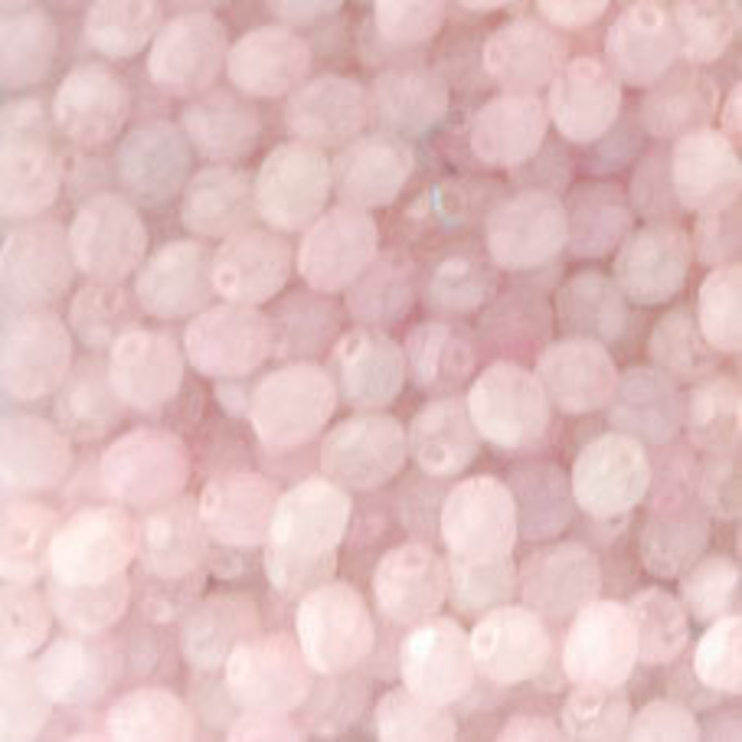 Czech Firepolished Facet: 4mm - Milky Pink (coated) image 0