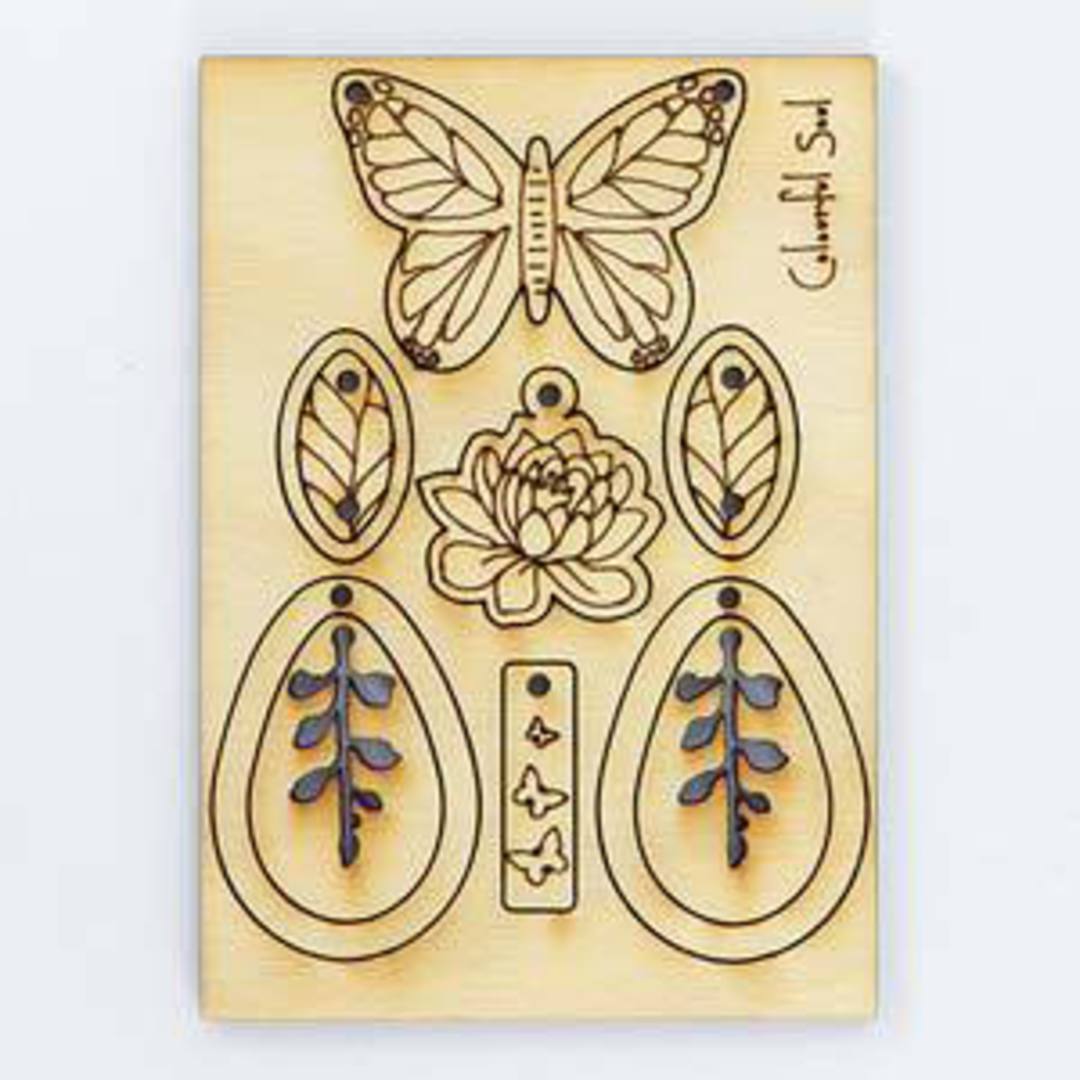 Wooden Jewellery Pop Out 007: Butterfly Lillies Panel (6.8 x 9.6cm) image 0