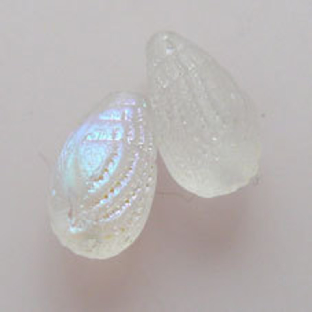 Glass Conch Shell Bead, 8mm x 14mm - White AB image 0