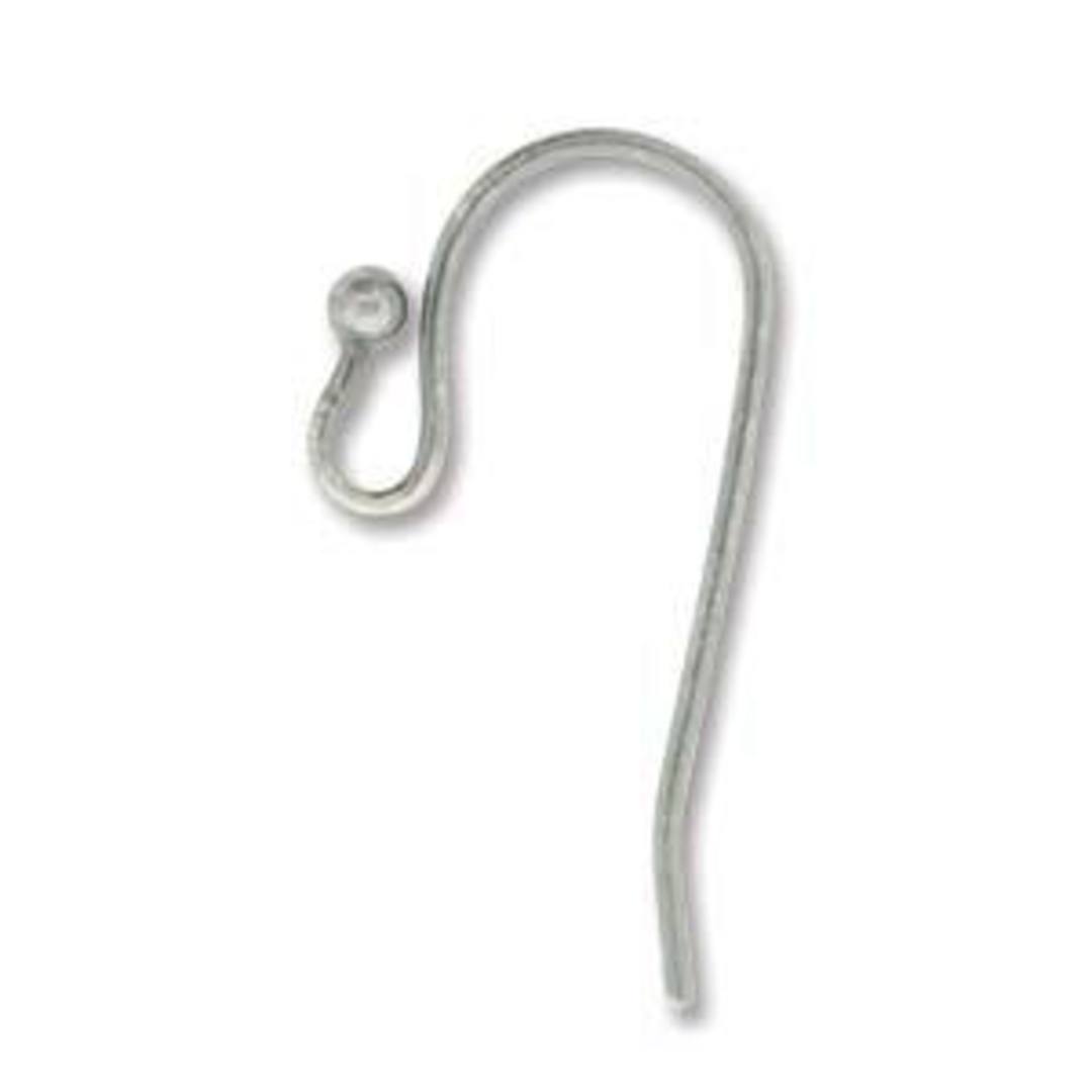 Bali earring hook (27mm), with 2mm ball - bright silver tone (nickel free) image 0