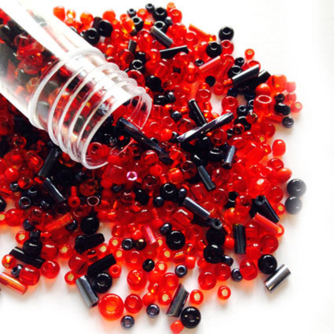 Seed Bead Mix, 15gm - LAVA FLOW image 0