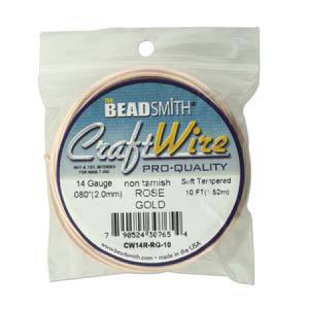 NEW! Beadsmith Craft Wire, Rose Gold Colour: 14 gauge image 0