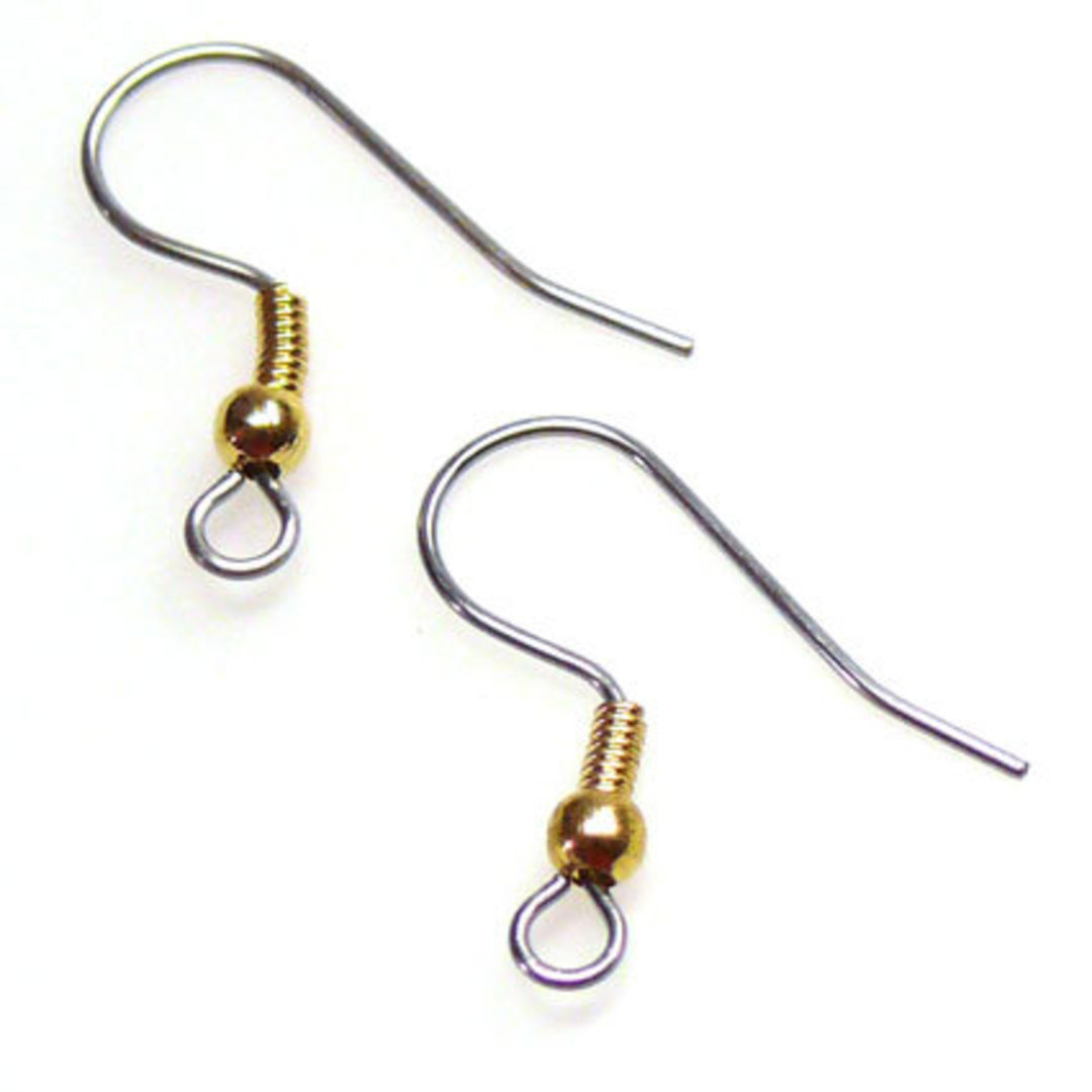 Fish Hook, surgical steel with gold detailing image 0