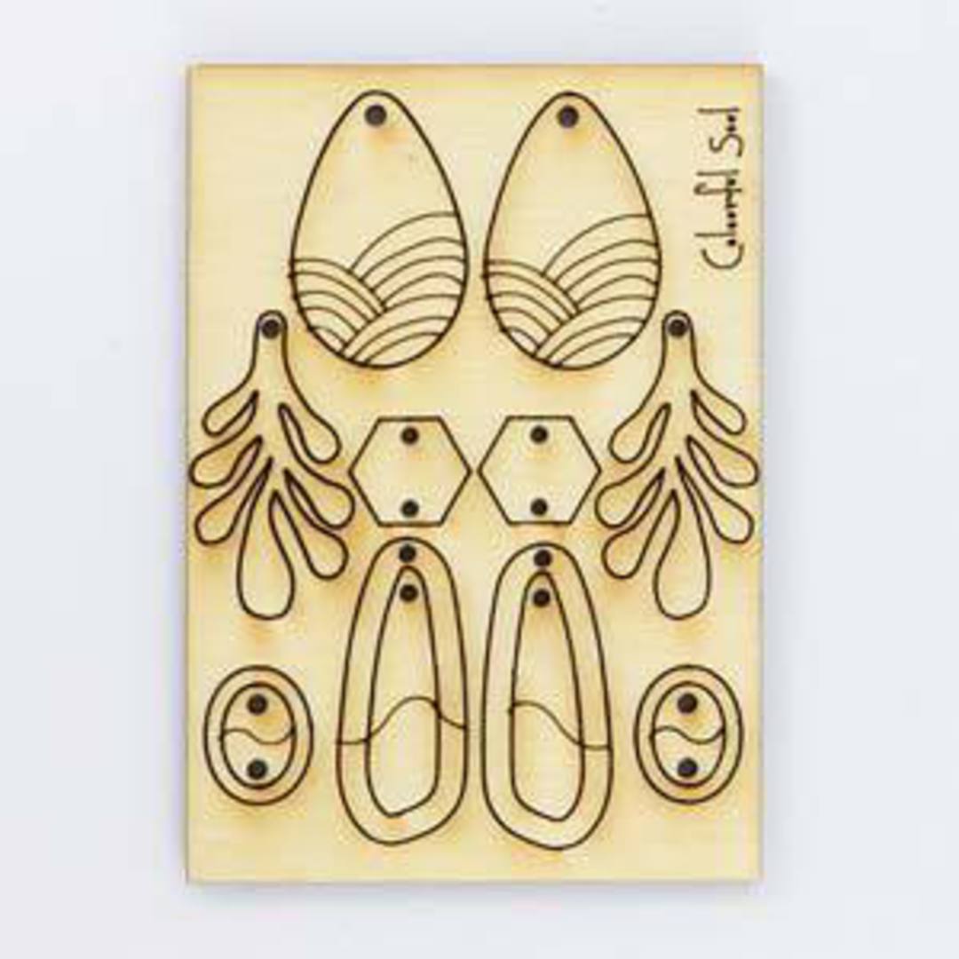 Wooden Jewellery Pop Out 044: Simple Waves Panel (6.8 x 9.6cm) image 1