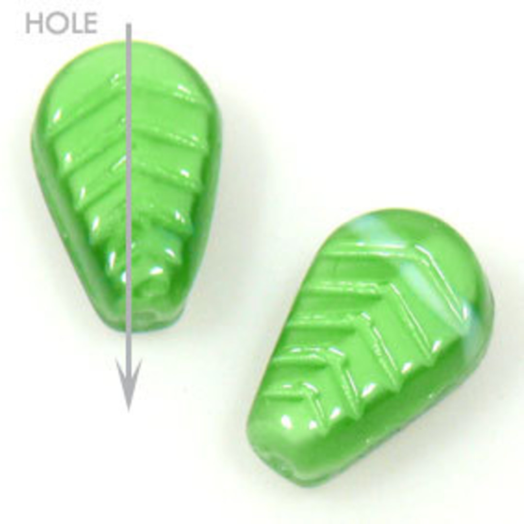Glass Deco Leaf, 7mm x 12mm - Opaque grass green image 0