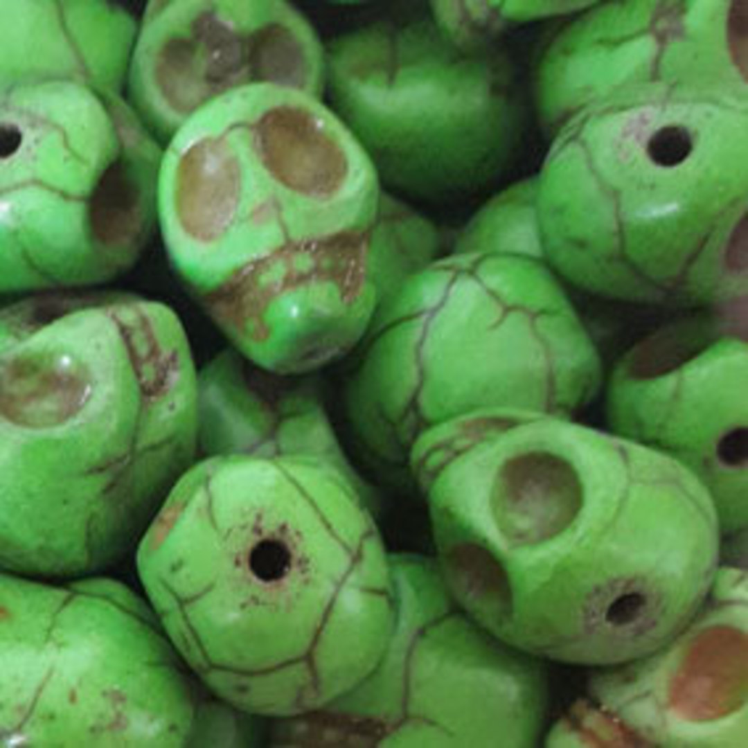 Howlite Skull: Small - Grass Green image 0
