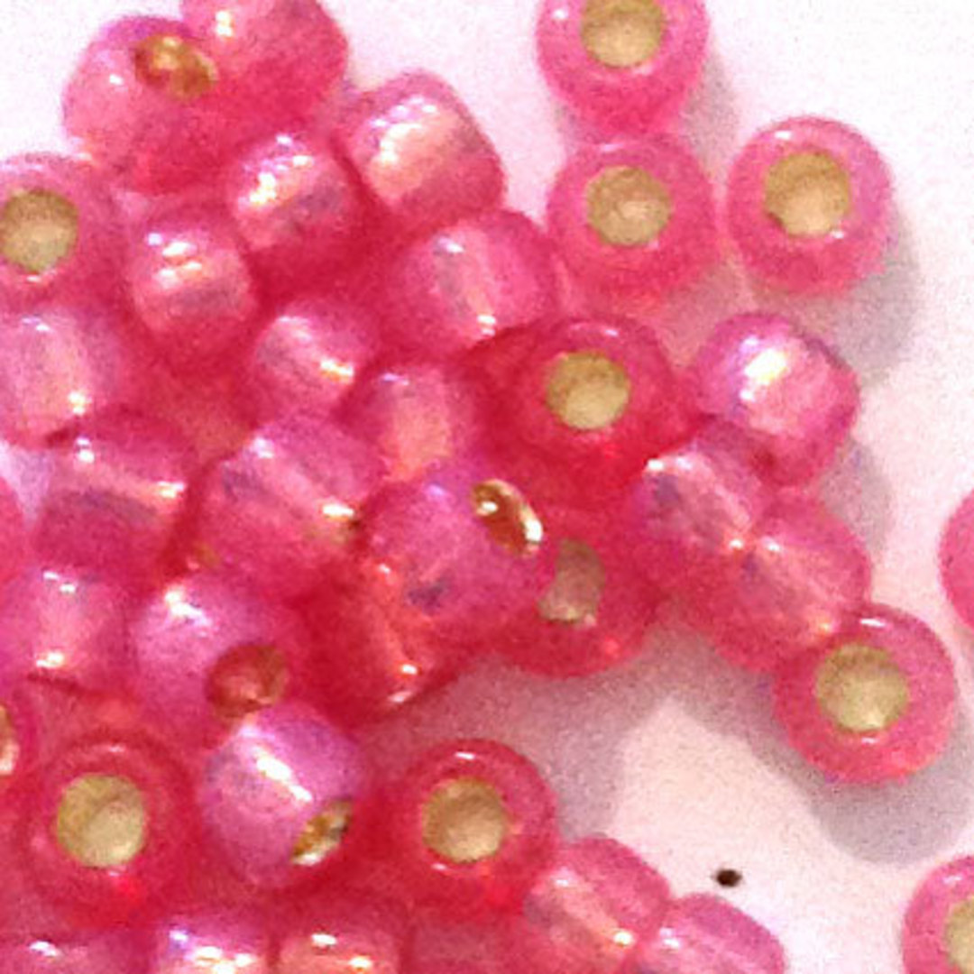 Miyuki size 8 round: 556 - Dyed rose pink, semi matte, silver lined (7 grams) image 1