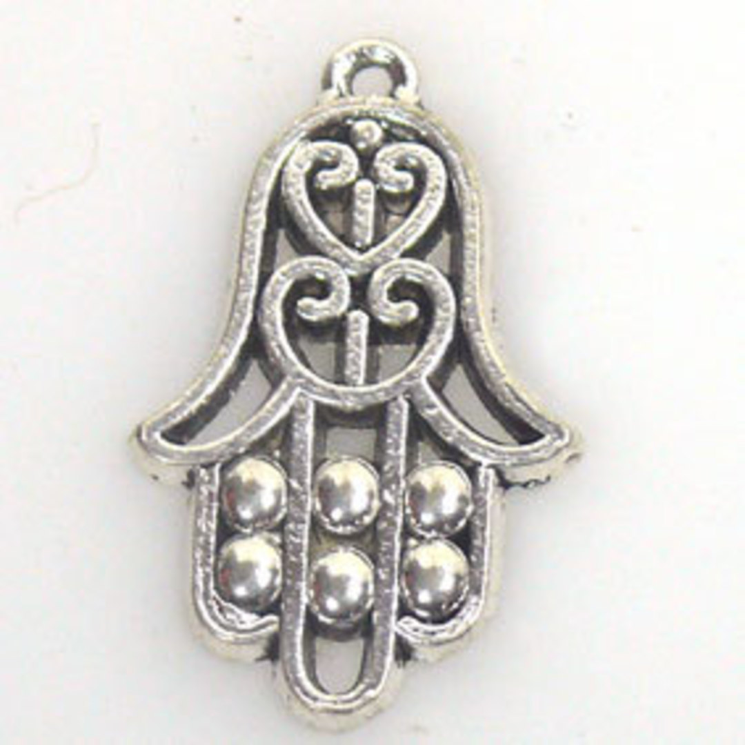 Metal Charm: Indy hand - antique silver image 0