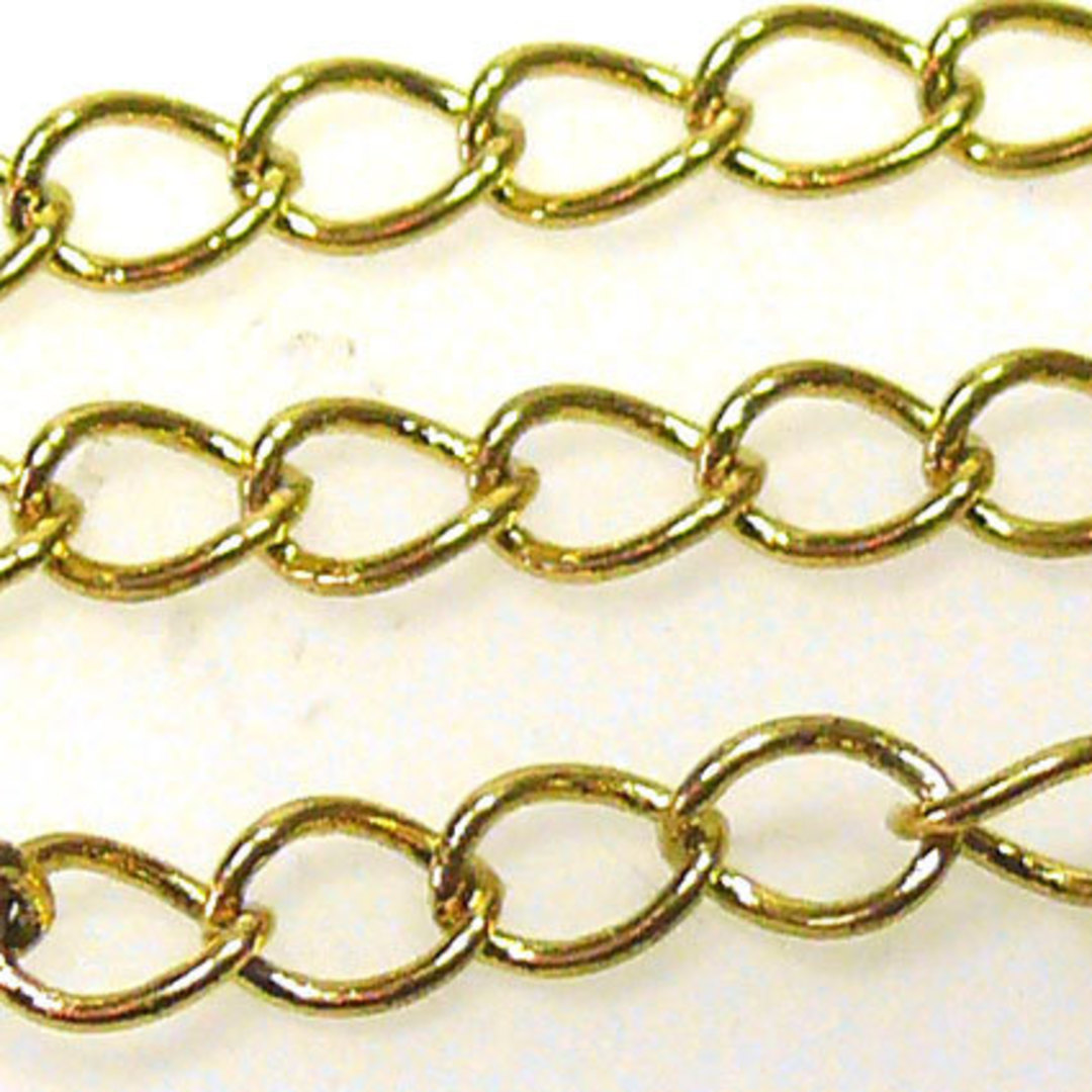 NICKEL FREE CHAIN: Thin Medium Curbed, 5mm links: Old Gold image 0