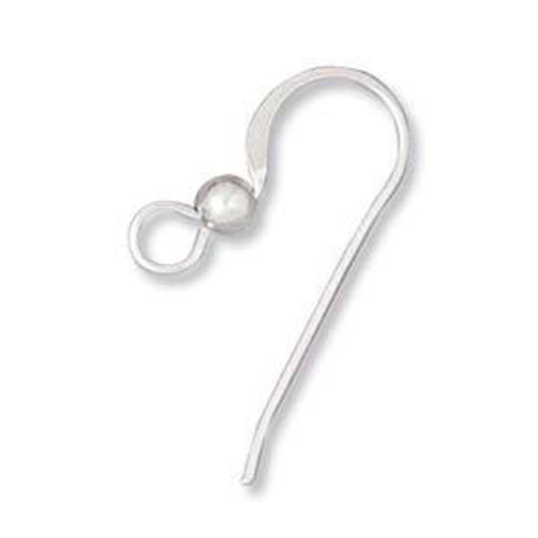 24mm Sterling Silver Earring Hook: flattened curve, with 2.5mm ball image 0