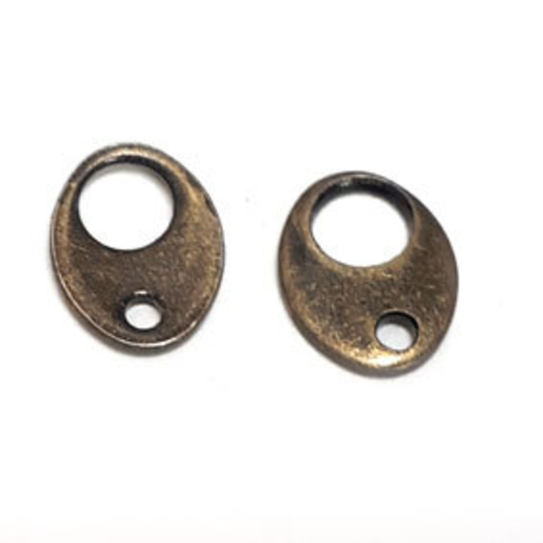 Tab Clasp End: Antique Brass, oval shape. image 0