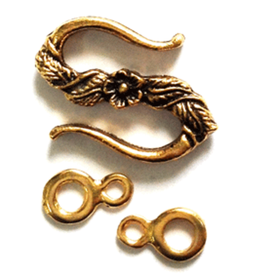 S Hook Clasp 7 (15x22mm) - with loops: Gold colour image 0