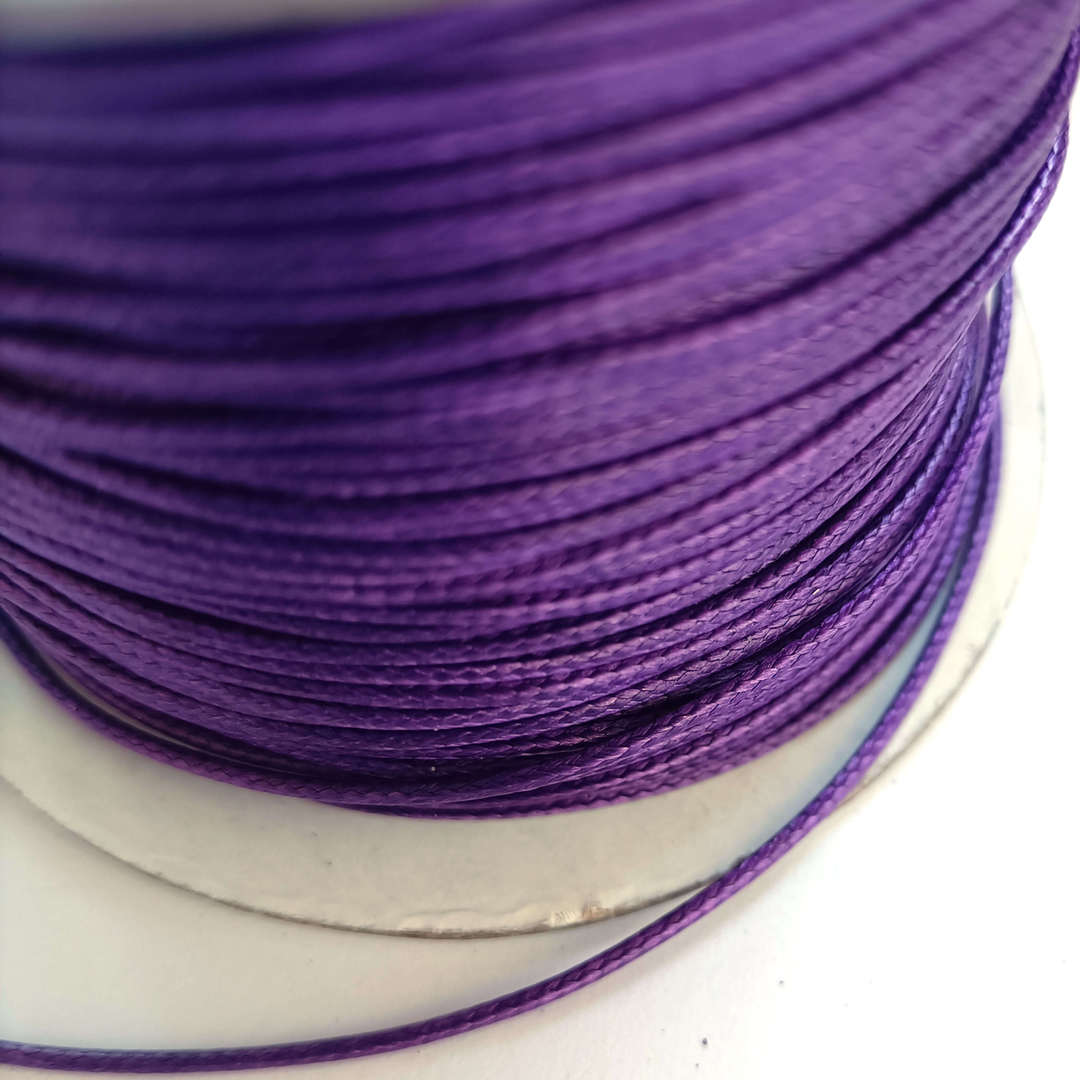 1mm round polished cotton cord - Purple image 0